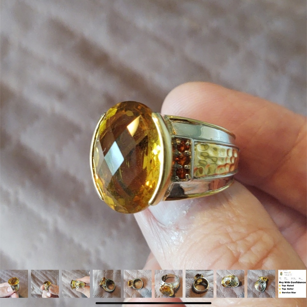 Men's 18K and 925 Silver 16.59 ctw Zambian Citrine Ring